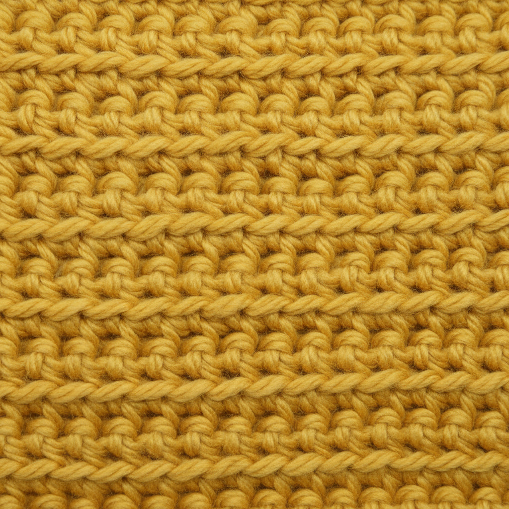 Kit crochet écharpe Albane- détail point Albane ocre jaune - Un crochet par ici