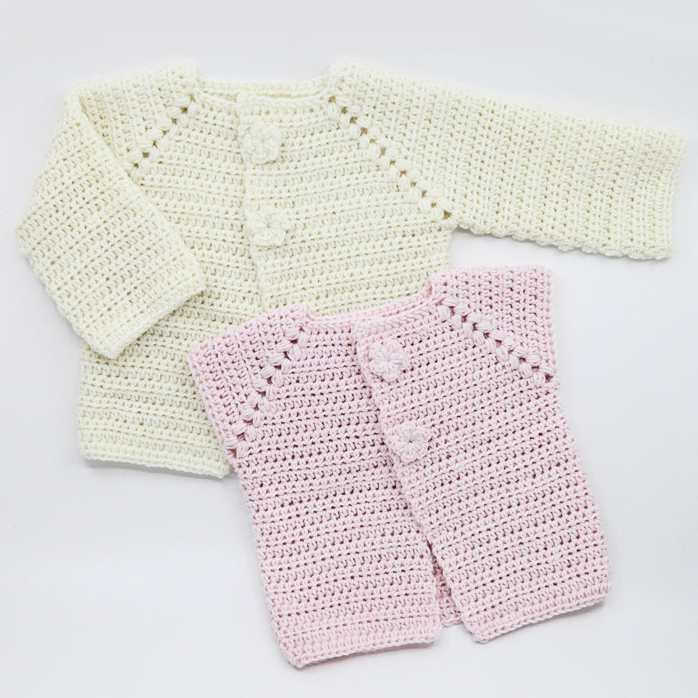 Kit Crochet Layette - Gilet "Fleurs"