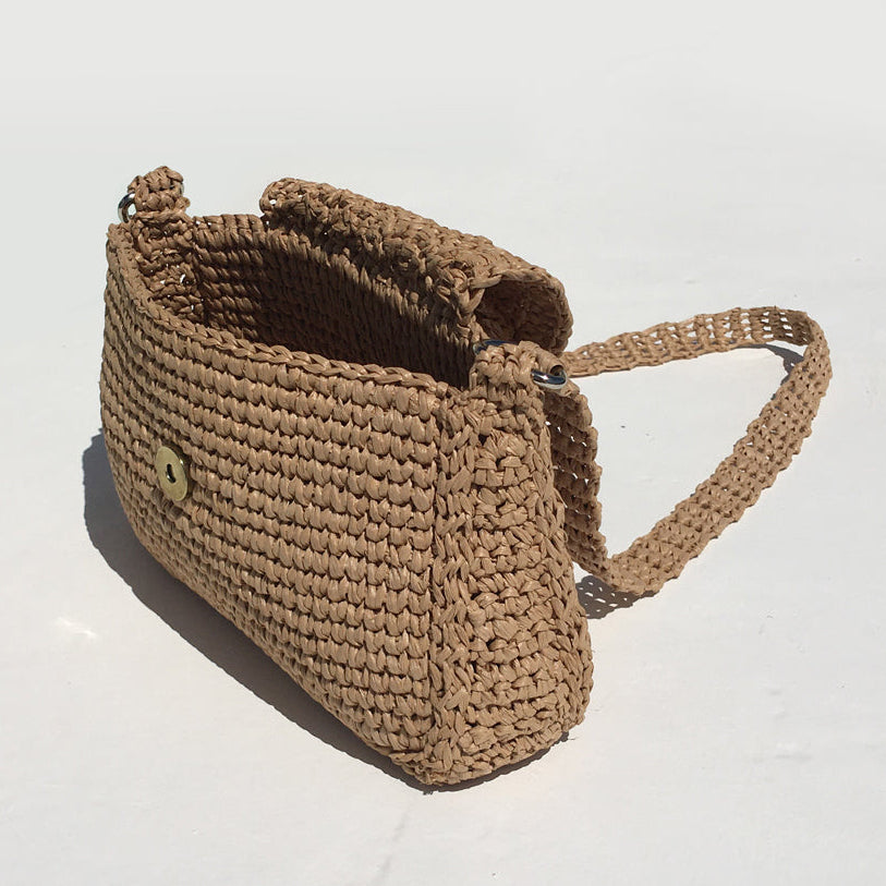 Kit crochet sac Soleil - vue de 3/4 - Un crochet par ici