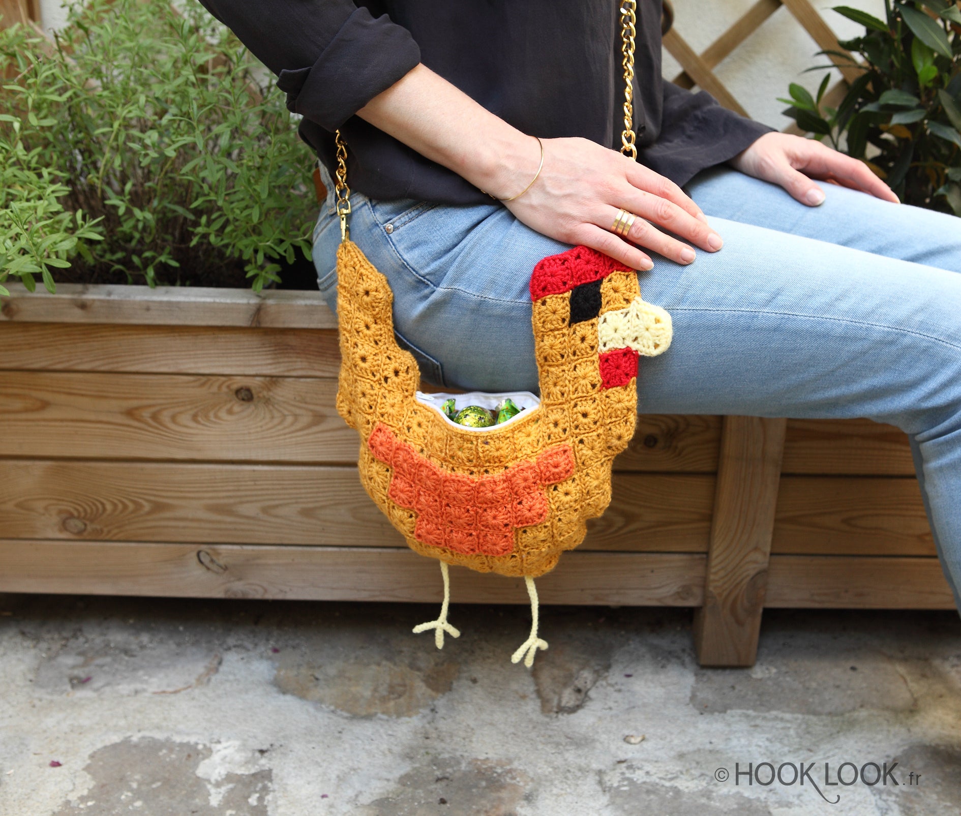 Patron Crochet sac poule pixelisé