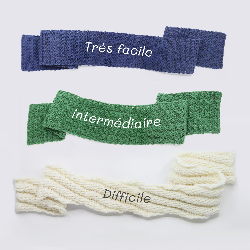 Kit crochet écharpe Albane- niveaux - Un crochet par ici