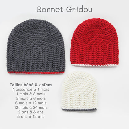 Kit Crochet - Bonnet Gridou bébé & enfant