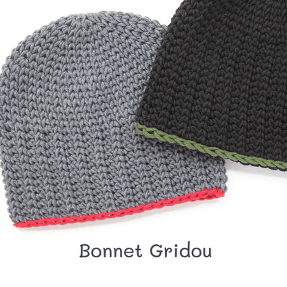Kit crochet bonnet Gridou - coloris gris et noir - Un crochet par ici