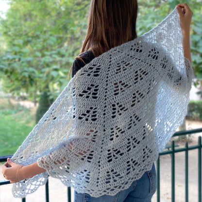 Kit crochet châle Un jour à Paris - coloris bleu - Un crochet par ici