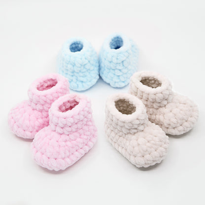 Kit crochet Layette - Chaussons "Softy" - gamme de trois couleurs - Un crochet par ici