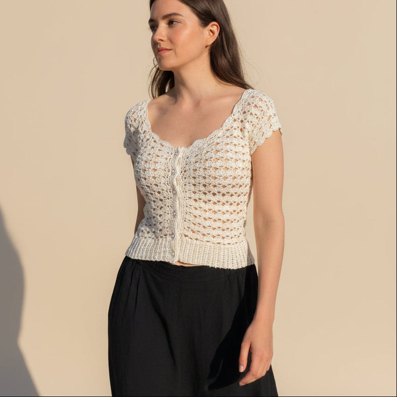 Kit crochet Haut Mazette - coloris crème - Un crochet par ici