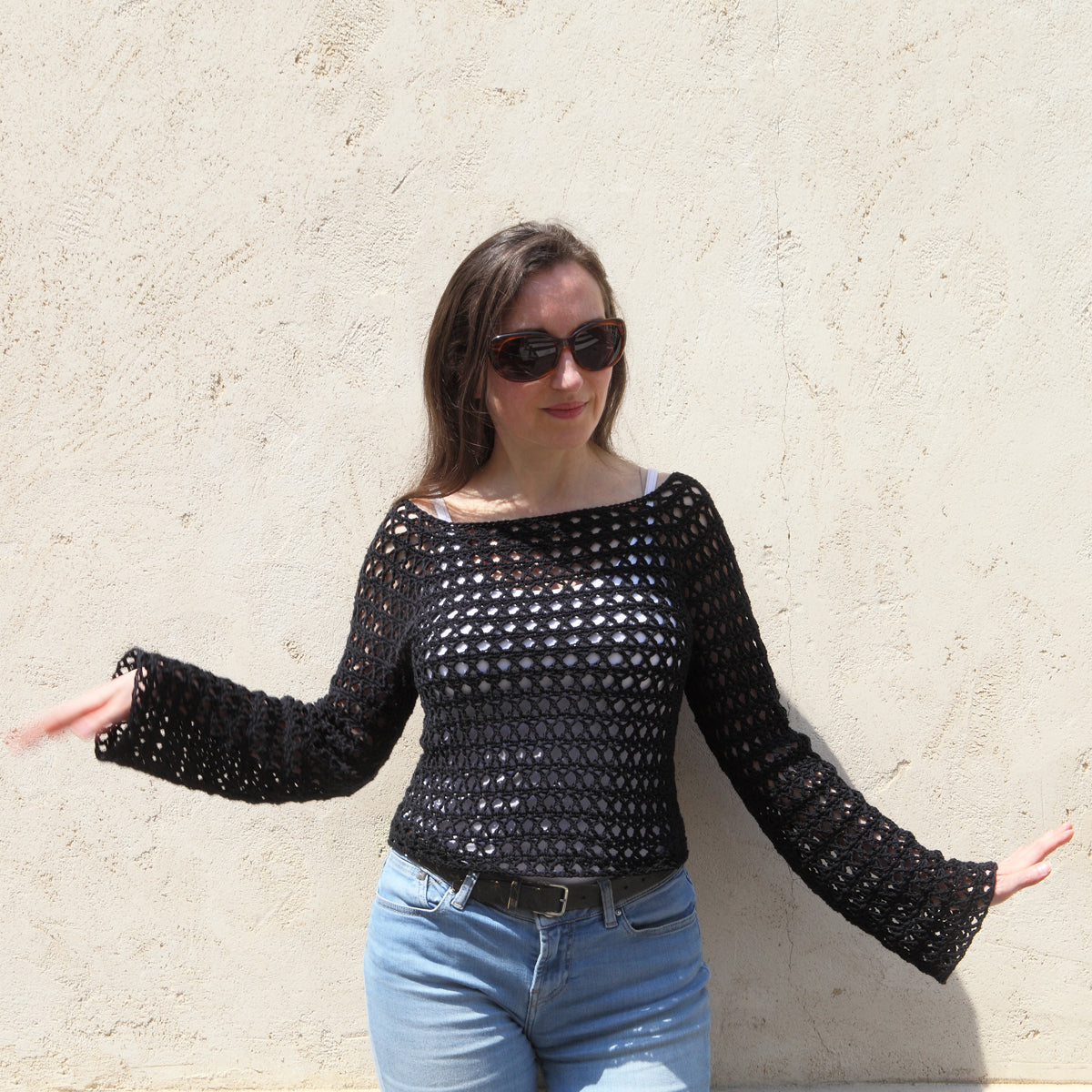 Kit crochet Top X - manches longues - Un crochet par ici