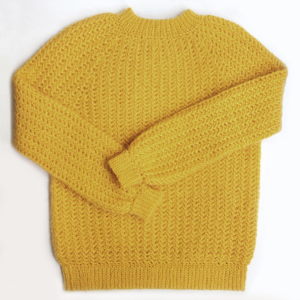 Kit crochet pull oursin- coloris ocre jaune - Un crochet par ici