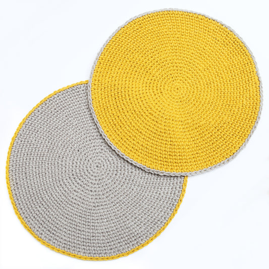 Kit crochet Tapis Gridou - coloris gris et jaune - Un crochet par ici