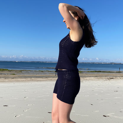 Top et short "Youpi", une tenue à crocheter créée par la marque Un crochet par ici.