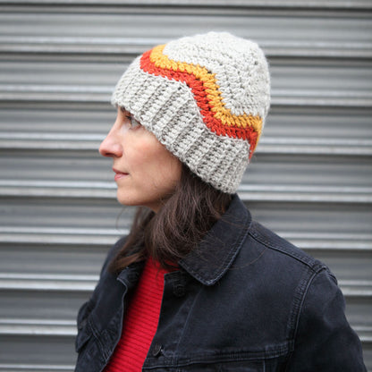 Kit crochet bonnet Chevrons - coloris gris - Un crochet par ici