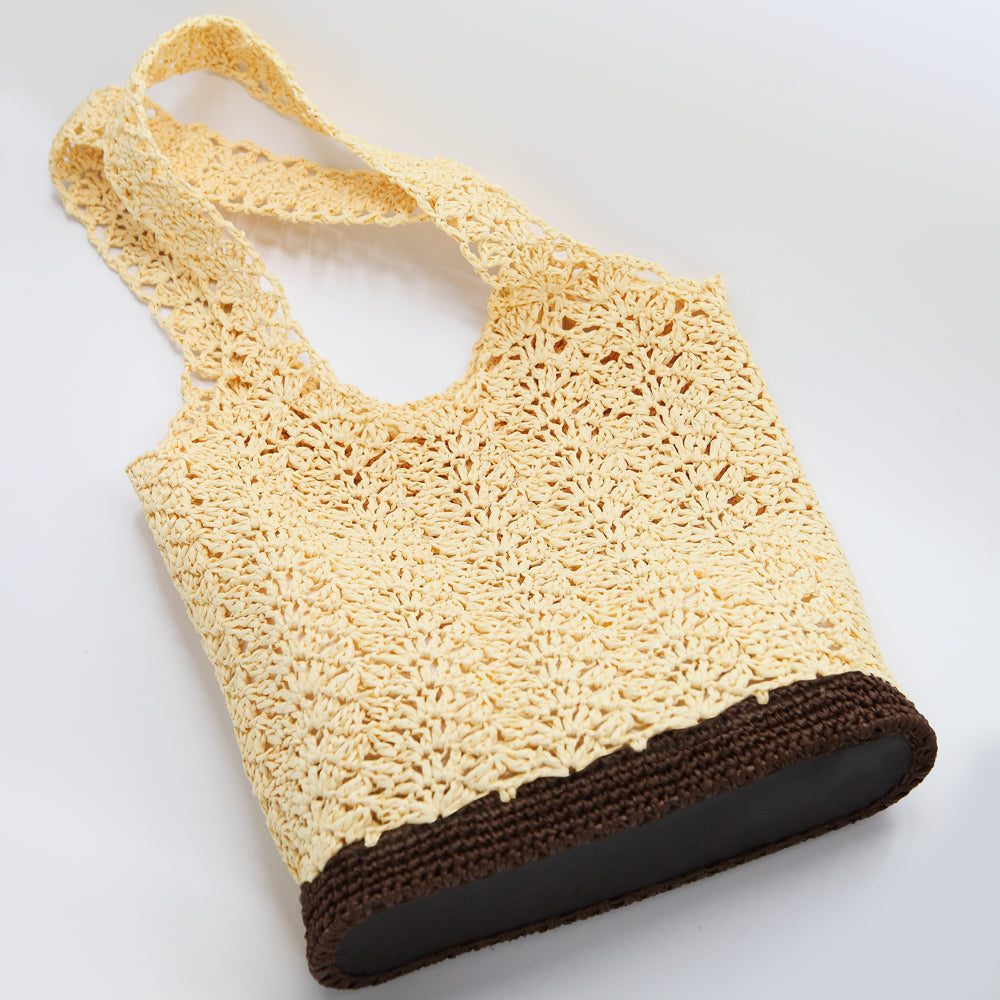 Kit crochet Cabas Raphia - vue du dessous - Un crochet par ici