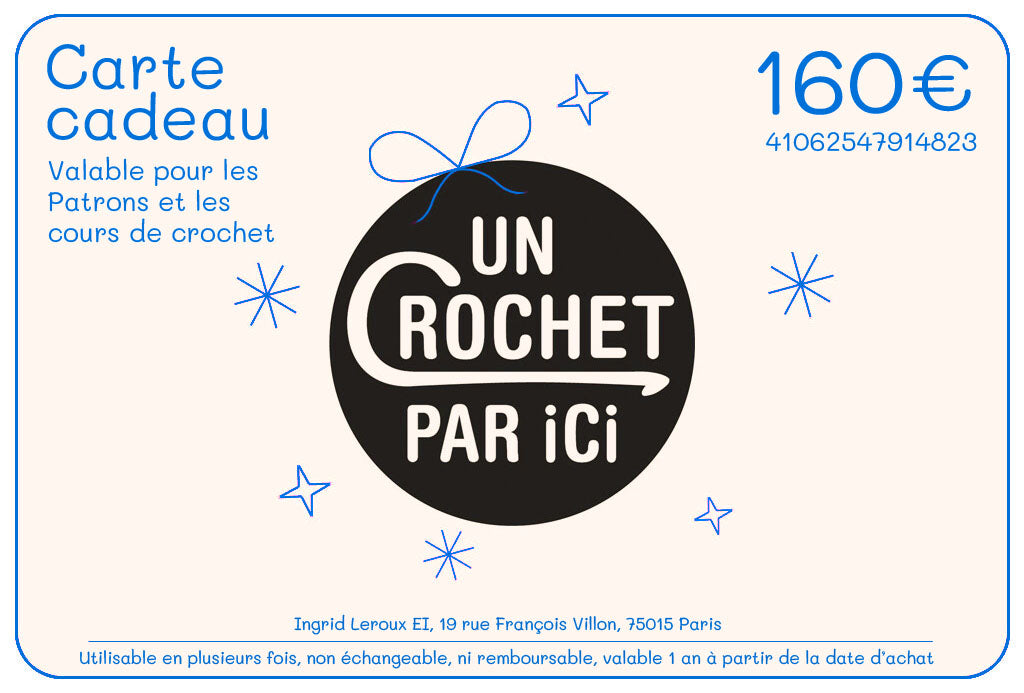 Carte cadeau cours de crochet 160€