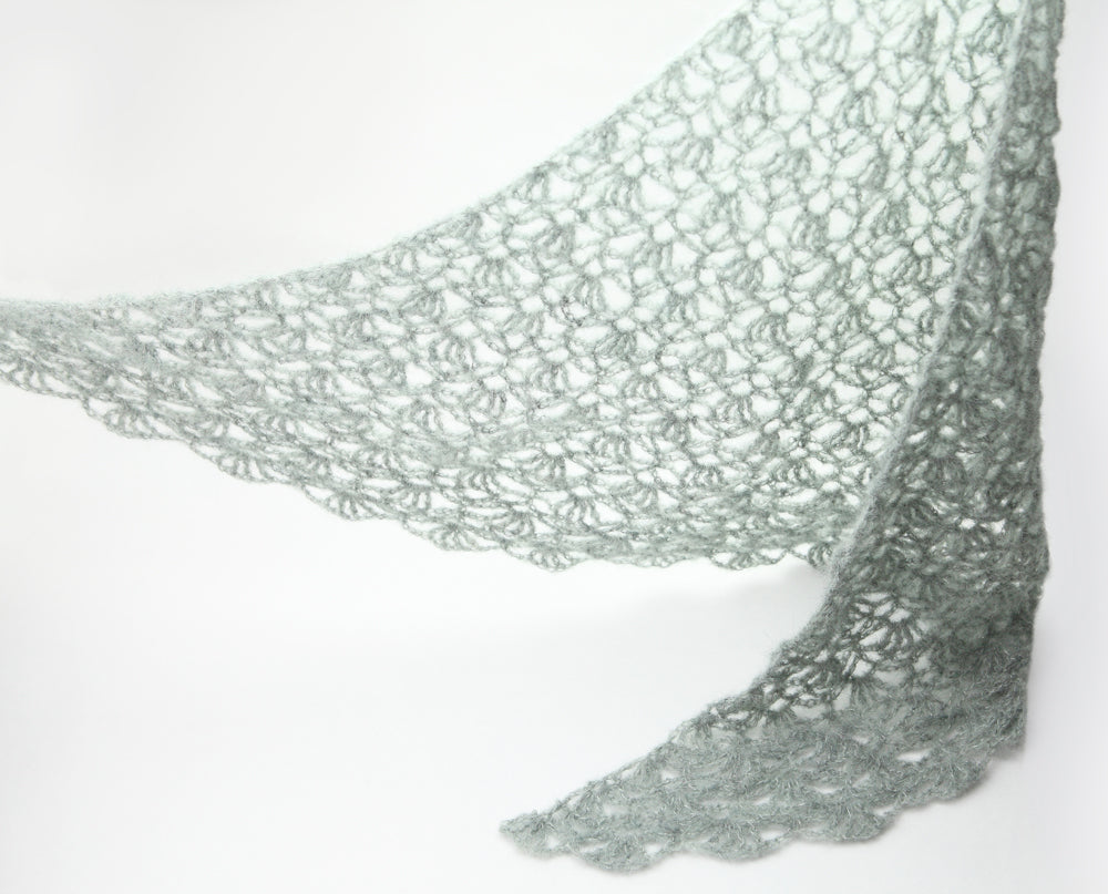 Kit crochet châle Point du jour - coloris vert - Un crochet par ici