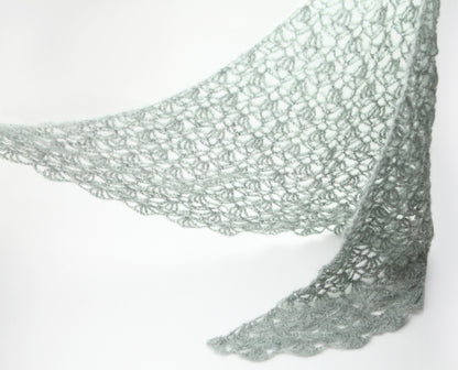 Kit crochet châle Point du jour - coloris vert - Un crochet par ici
