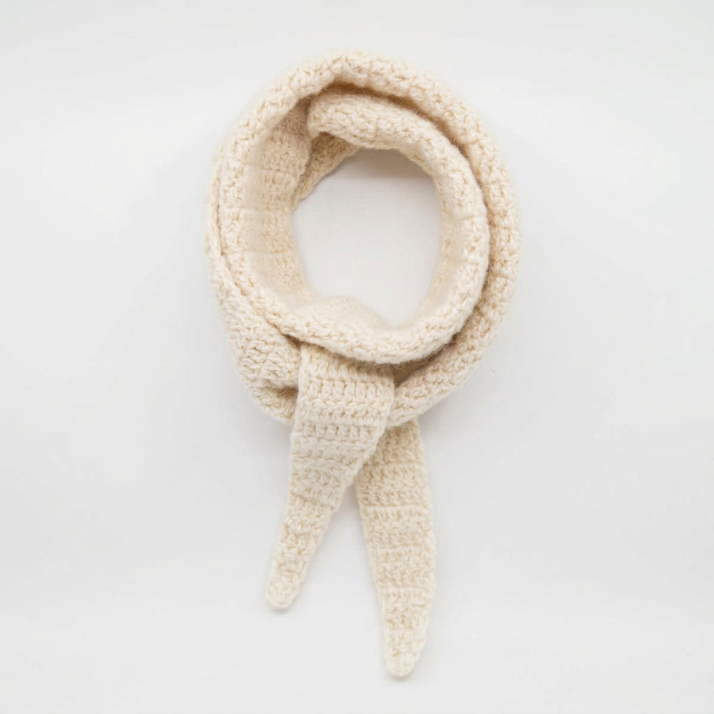 Kit crochet - Écharpe "Croissantine" - Coloris crème - Un crochet par ici