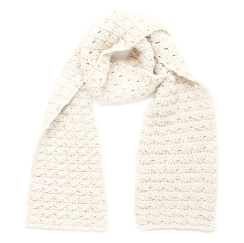 Kit crochet écharpe Judith- coloris crème - Un crochet par ici