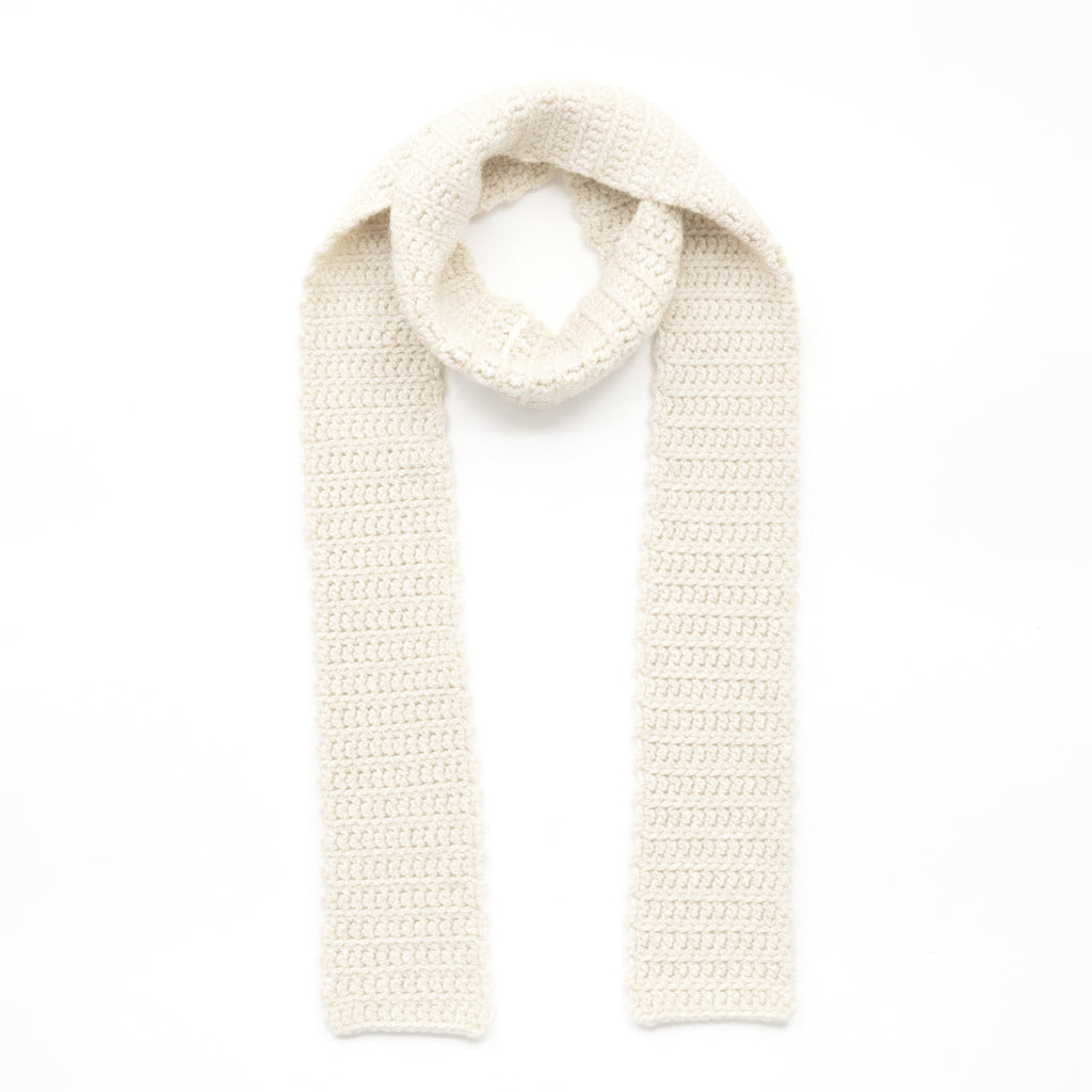 Kit crochet écharpe Albane- coloris blanc crème - Un crochet par ici