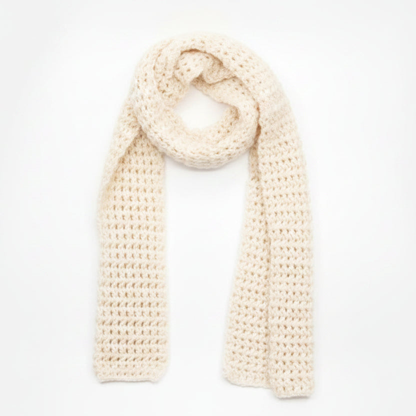 Kit crochet écharpe Youpi- coloris blanc crème - Un crochet par ici