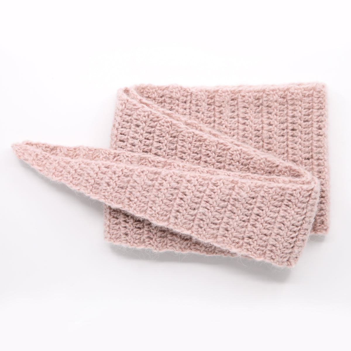 Kit crochet - Écharpe "Croissantine" - Coloris rose poudré - Un crochet par ici