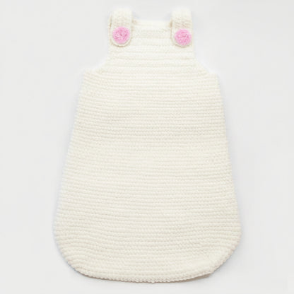 Kit crochet Turbulette "Softy" - coloris blanc crème - bouton rose - Un crochet par ici