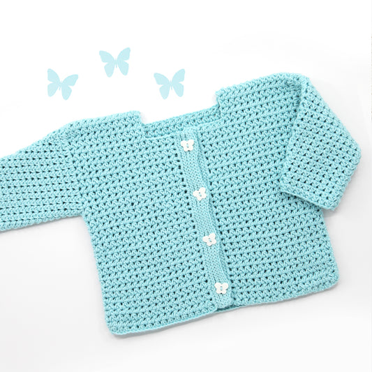 Kit crochet gilet layette Youpi - coloris bleu - Un crochet par ici