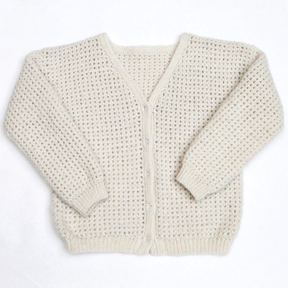 Kit crochet Gilet Youpi - coloris blanc crème - Un crochet par ici