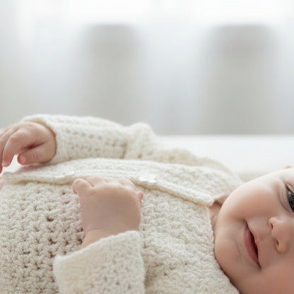 gilet layette "Youpi" de Un crochet par ici