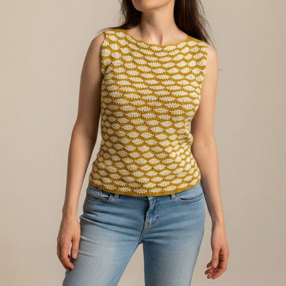 Kit crochet Haut Didon - coloris jaune & crème - vue de face - Un crochet par ici