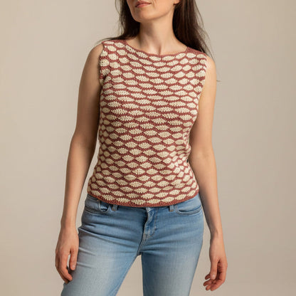 Kit crochet Haut Didon - coloris rouge brique & crème - vue de face - Un crochet par ici