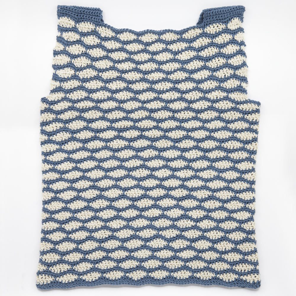 Kit crochet Haut Didon - coloris bleu & crème - Un crochet par ici