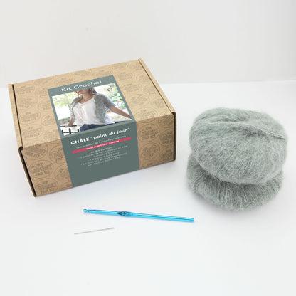 Kit crochet châle Point du jour - boîte - Un crochet par ici