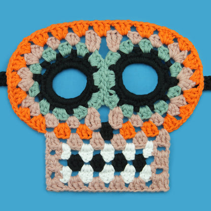 masque crochet granny skull orange