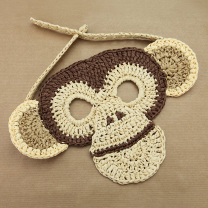 Kit crochet masque Raffianimals - singe - Un crochet par ici
