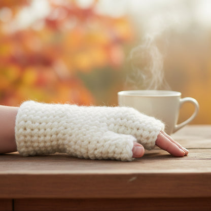 Kit crochet Mitaines Calines - vue de côté - Un crochet par ici