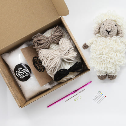 Kit crochet animaux de la ferme - mouton - Un crochet par ici