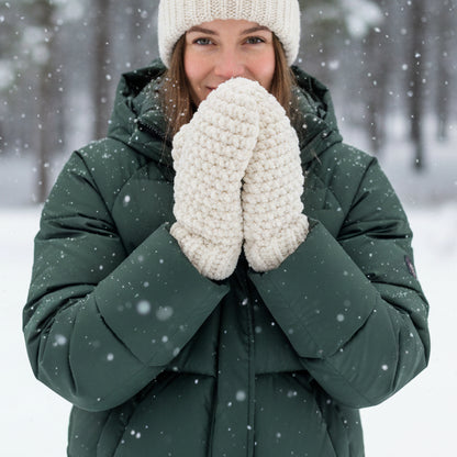 Moufles fil chenille, de Un crochet par ici.