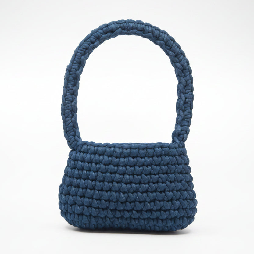 Kit crochet sac baguette Viennoise - coloris bleu - Un crochet par ici