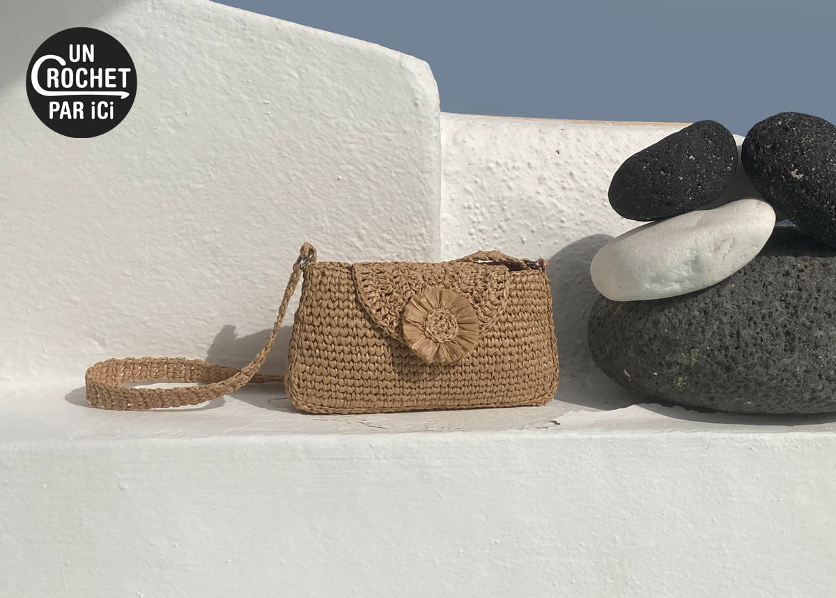 Kit crochet sac Soleil - coloris paille foncé - Un crochet par ici