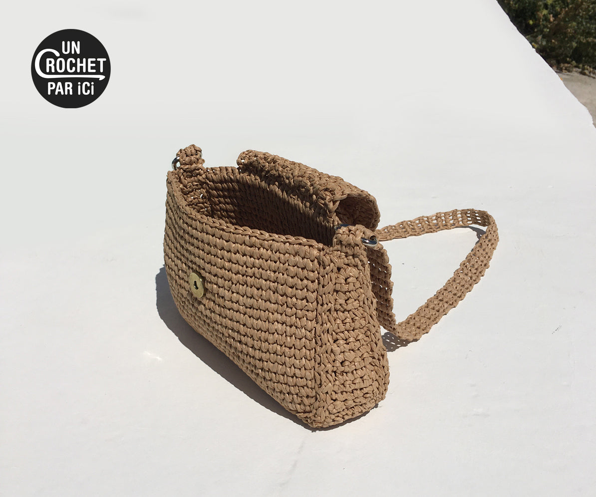 Kit crochet sac Soleil - vue de 3/4 - Un crochet par ici