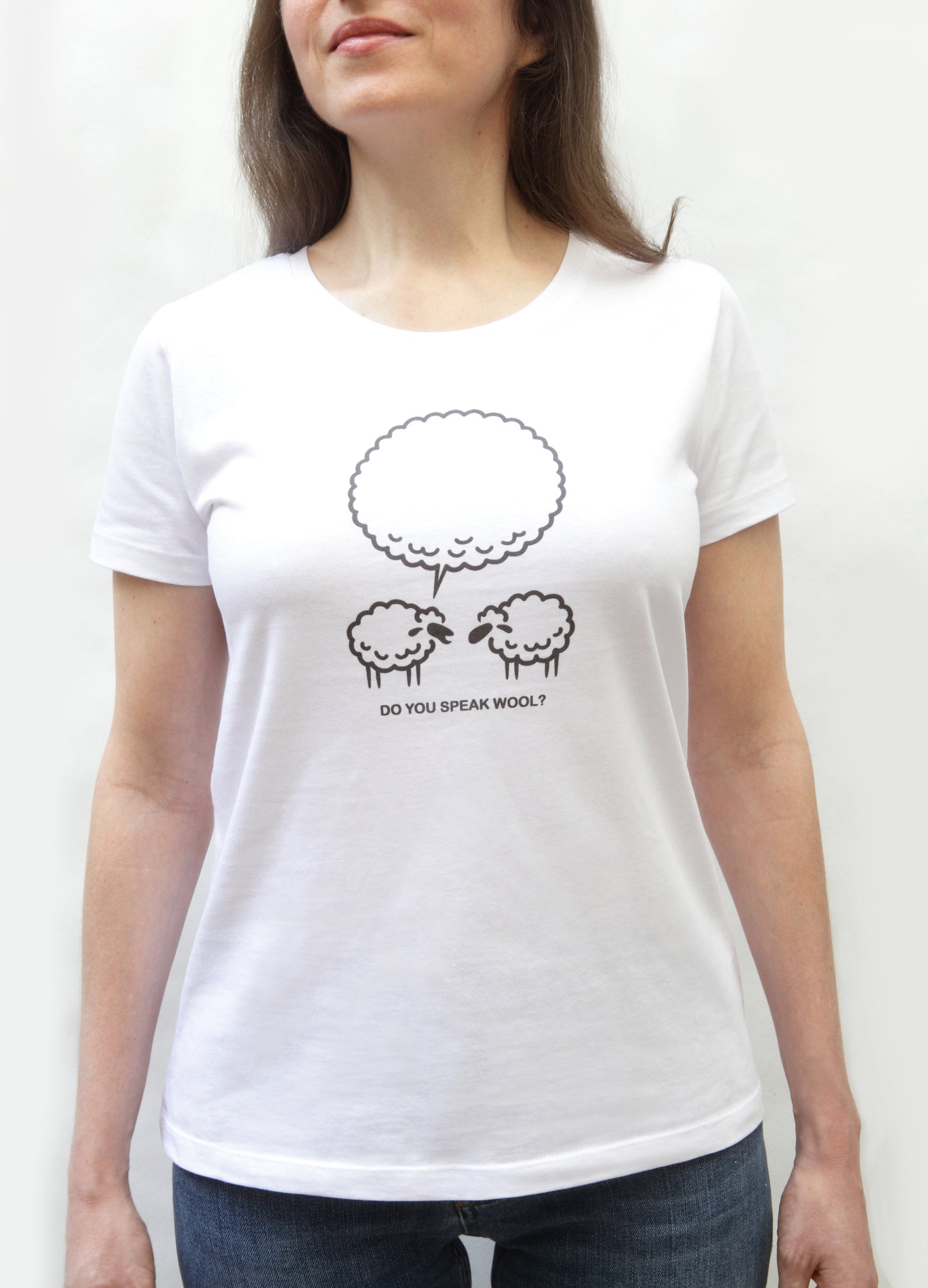 T-shirt Do you speak wool ? - vue de face - Un crochet par ici