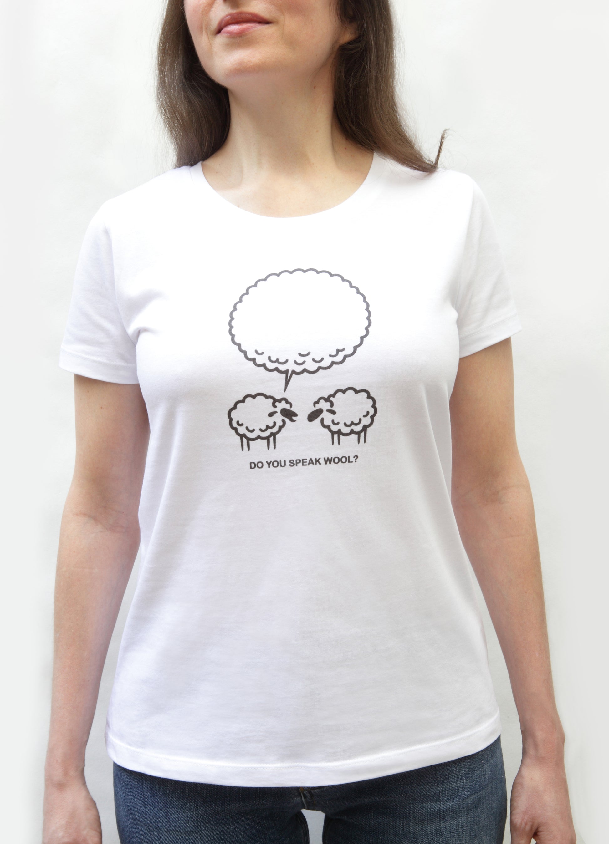 T-shirt Do you speak wool ? - vue de face - Un crochet par ici
