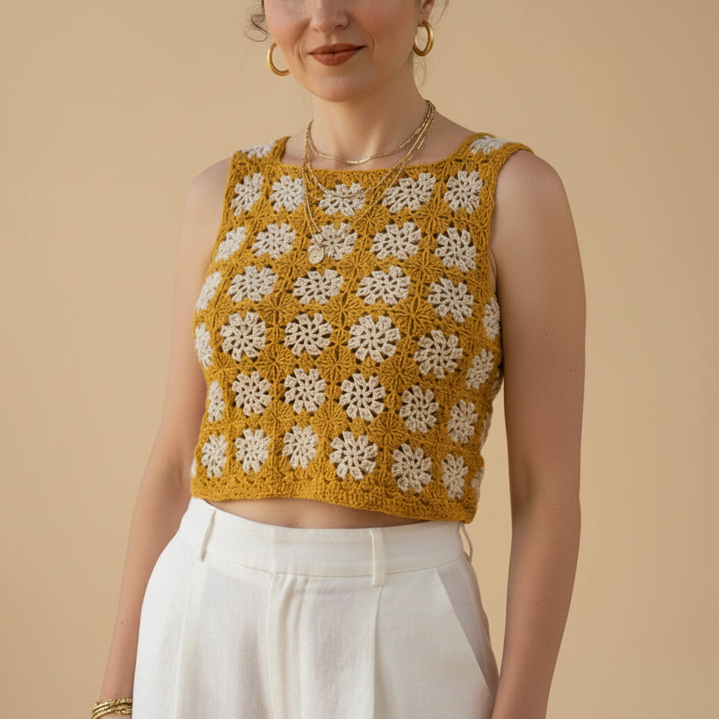 Top "Issime" à crocheter en granny, une création de Un crochet par ici.