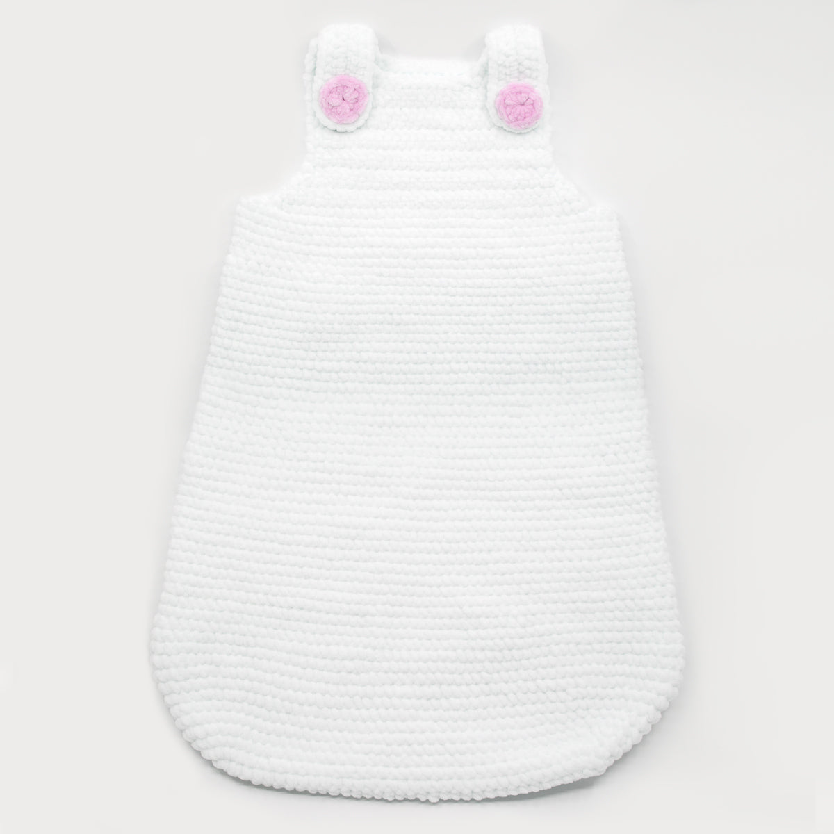 Kit crochet Turbulette "Softy" - coloris blanc - boutons roses - Un crochet par ici